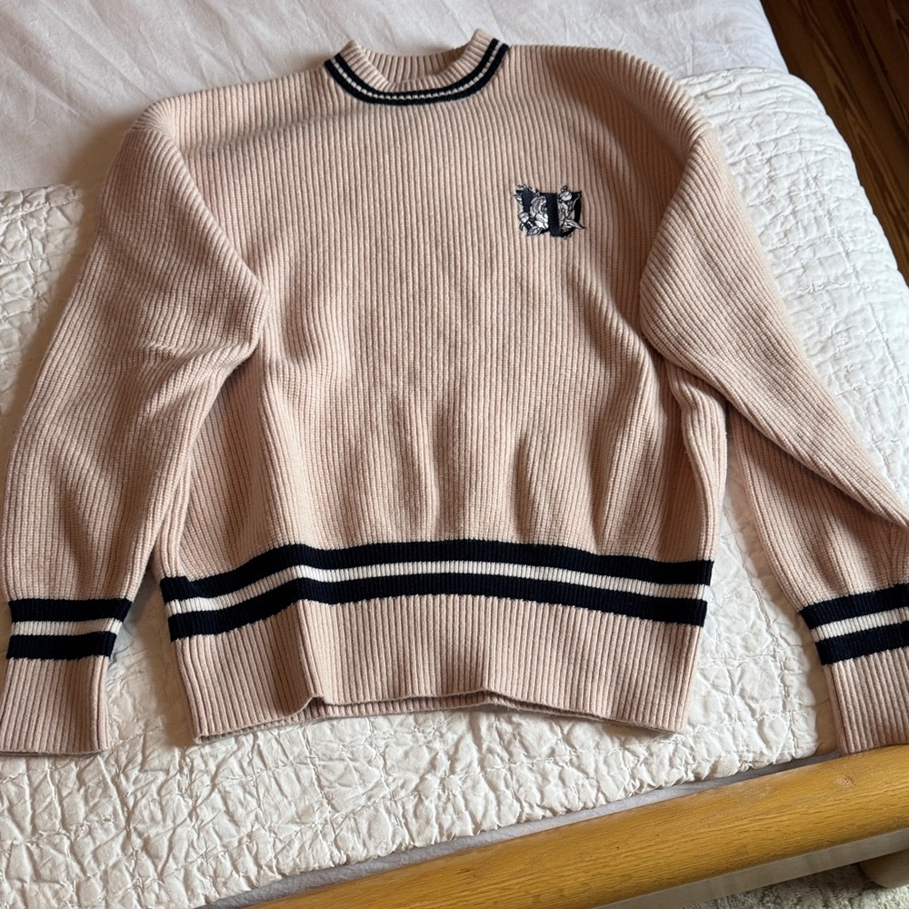 Wilson Cream Knit Crewneck Sweater with Black Trim
